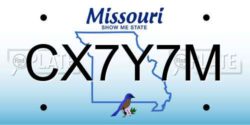CX7Y7M Missouri License Plate