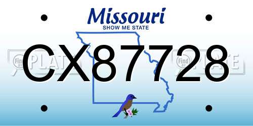 CX87728 Missouri License Plate