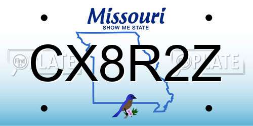 CX8R2Z Missouri License Plate
