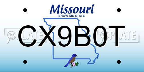CX9B0T Missouri License Plate