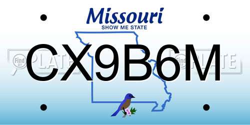 CX9B6M Missouri License Plate