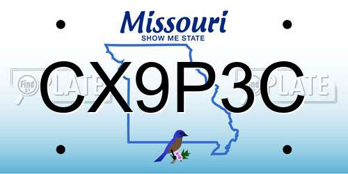CX9P3C Missouri License Plate