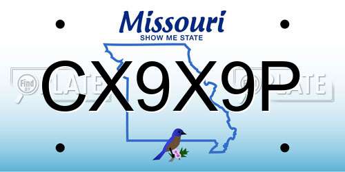 CX9X9P Missouri License Plate