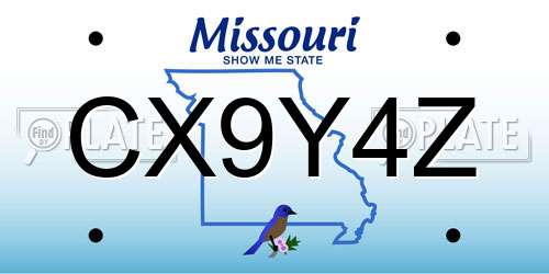 CX9Y4Z Missouri License Plate