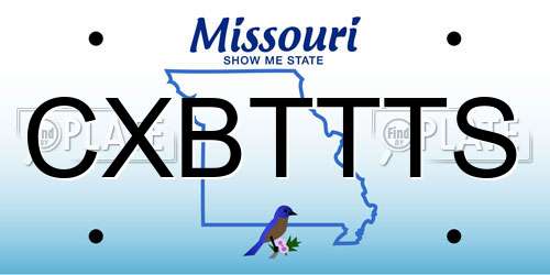 CXBTTTS Missouri License Plate
