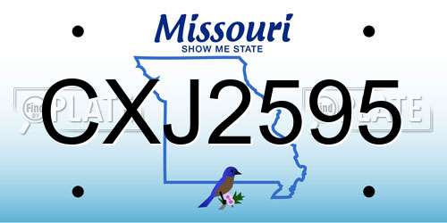 CXJ2595 Missouri License Plate
