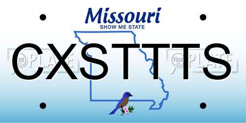 CXSTTTS Missouri License Plate