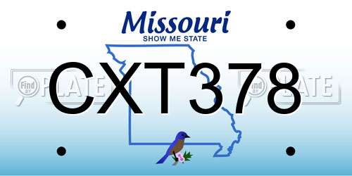 CXT378 Missouri License Plate