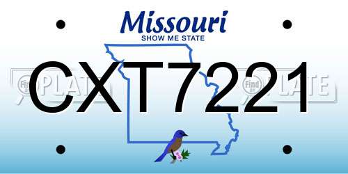 CXT7221 Missouri License Plate
