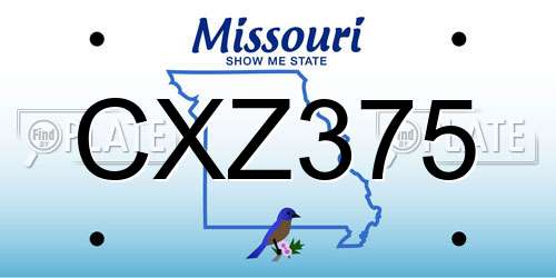 CXZ375 Missouri License Plate