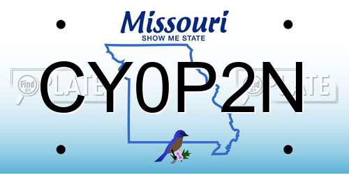 CY0P2N Missouri License Plate