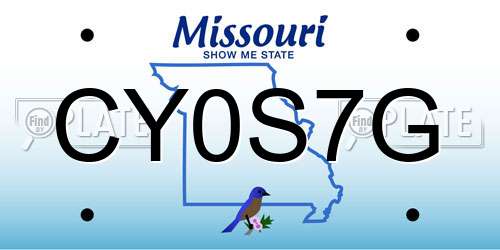 CY0S7G Missouri License Plate