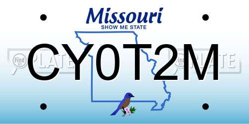 CY0T2M Missouri License Plate