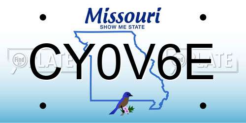 CY0V6E Missouri License Plate