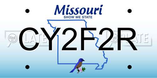 CY2F2R Missouri License Plate
