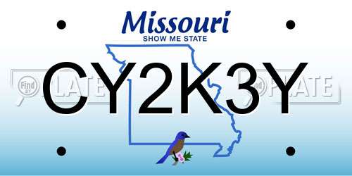 CY2K3Y Missouri License Plate