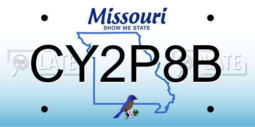 CY2P8B Missouri License Plate