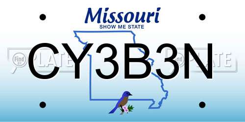 CY3B3N Missouri License Plate