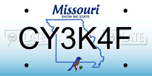 CY3K4F Missouri License Plate