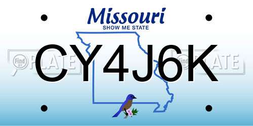 CY4J6K Missouri License Plate
