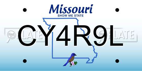 CY4R9L Missouri License Plate