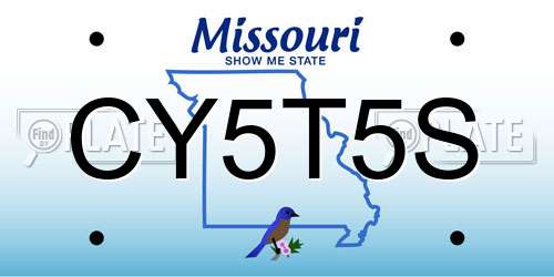 CY5T5S Missouri License Plate
