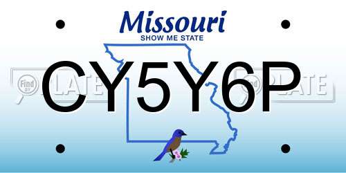 CY5Y6P Missouri License Plate
