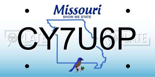 CY7U6P Missouri License Plate