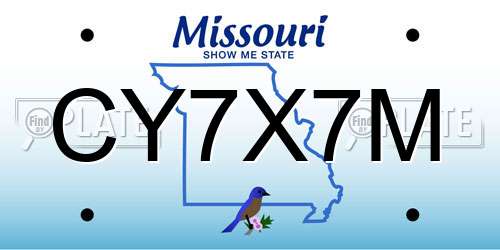 CY7X7M Missouri License Plate