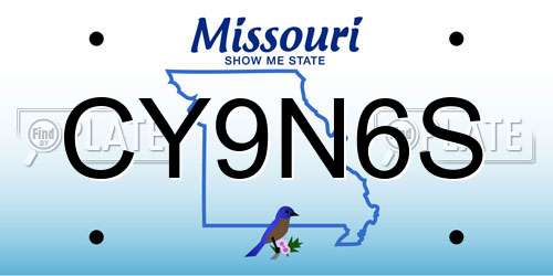 CY9N6S Missouri License Plate