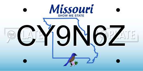 CY9N6Z Missouri License Plate