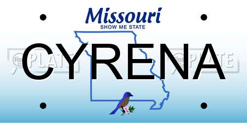 CYRENA Missouri License Plate