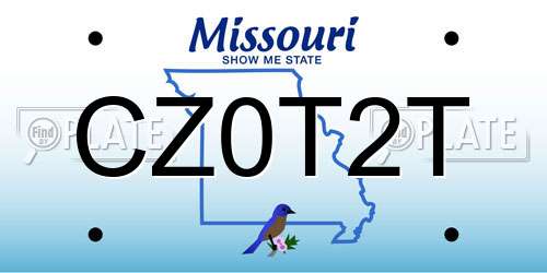 CZ0T2T Missouri License Plate