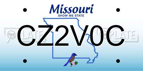 CZ2V0C Missouri License Plate