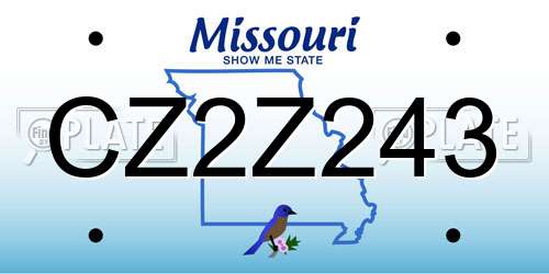 CZ2Z243 Missouri License Plate