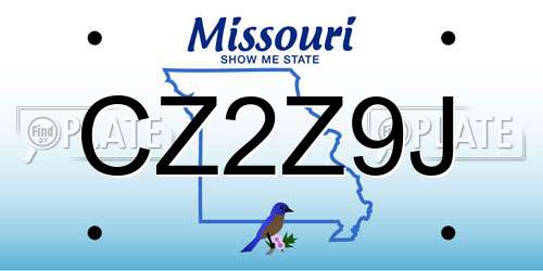 CZ2Z9J Missouri License Plate