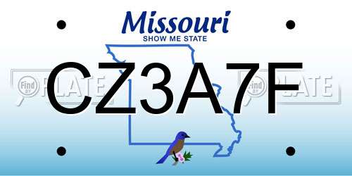 CZ3A7F Missouri License Plate