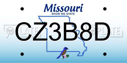 CZ3B8D Missouri License Plate