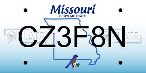 CZ3F8N Missouri License Plate