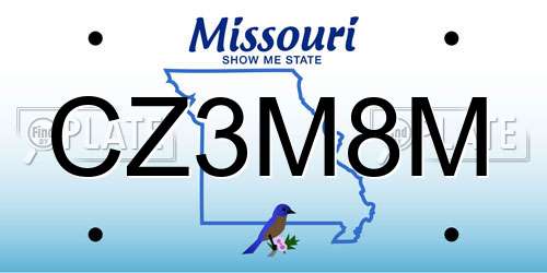 CZ3M8M Missouri License Plate