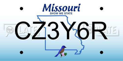 CZ3Y6R Missouri License Plate