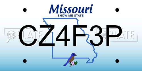 CZ4F3P Missouri License Plate