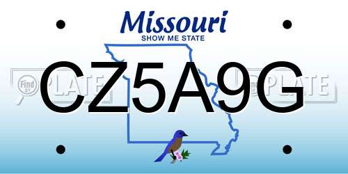 CZ5A9G Missouri License Plate
