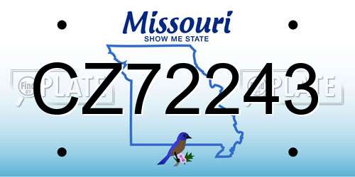 CZ72243 Missouri License Plate