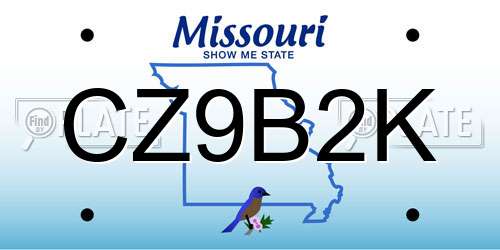 CZ9B2K Missouri License Plate