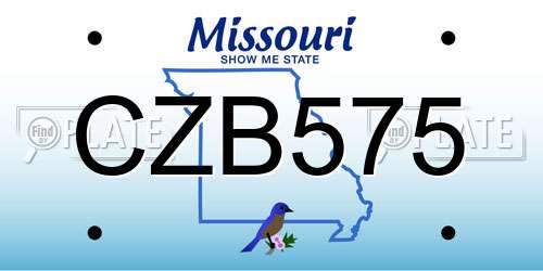 CZB575 Missouri License Plate