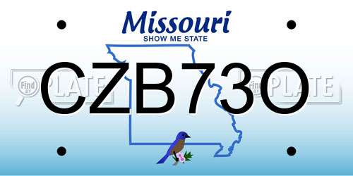 CZB73O Missouri License Plate