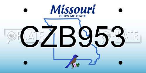CZB953 Missouri License Plate