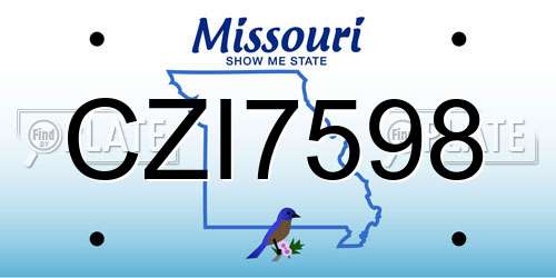 CZI7598 Missouri License Plate