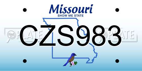 CZS983 Missouri License Plate
